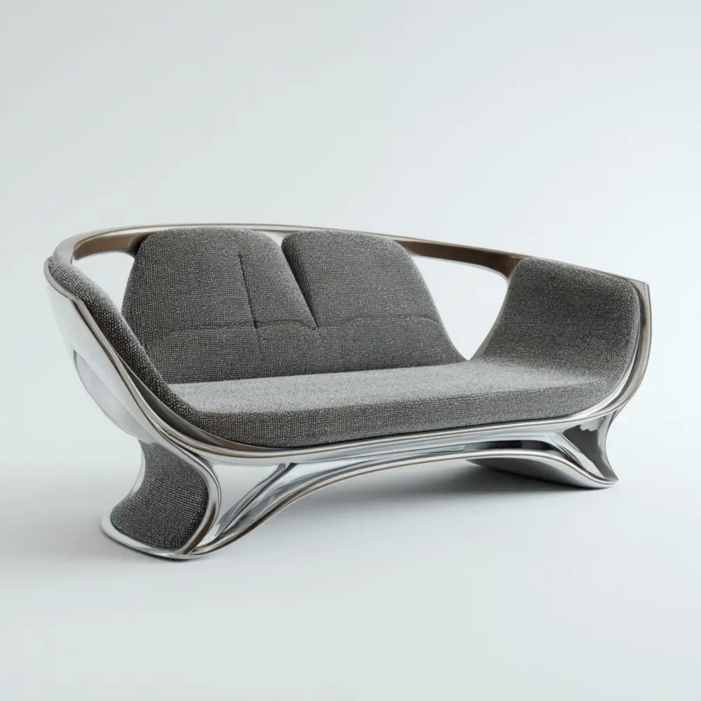 Sofá moderno 180x85x75 cm tapizado en tejido metálico - Gris Oscuro - Diseño futurista-Finehomly