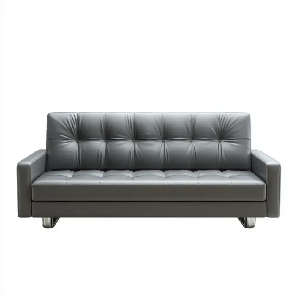 Sofá de piel sintética 190x85x75 cm - Gris - Diseño moderno-Finehomly