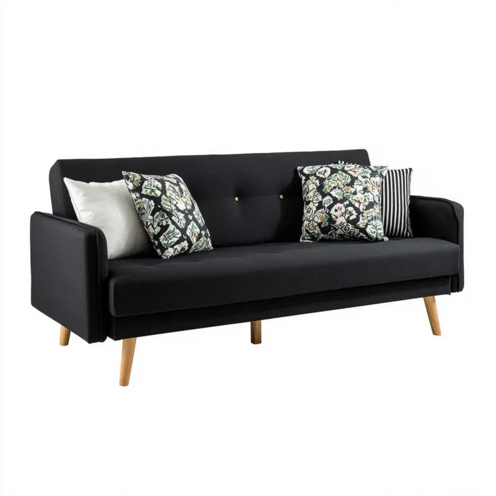 Sofá de Tela 200x85x75 cm – Negro – Diseño Moderno-Finehomly