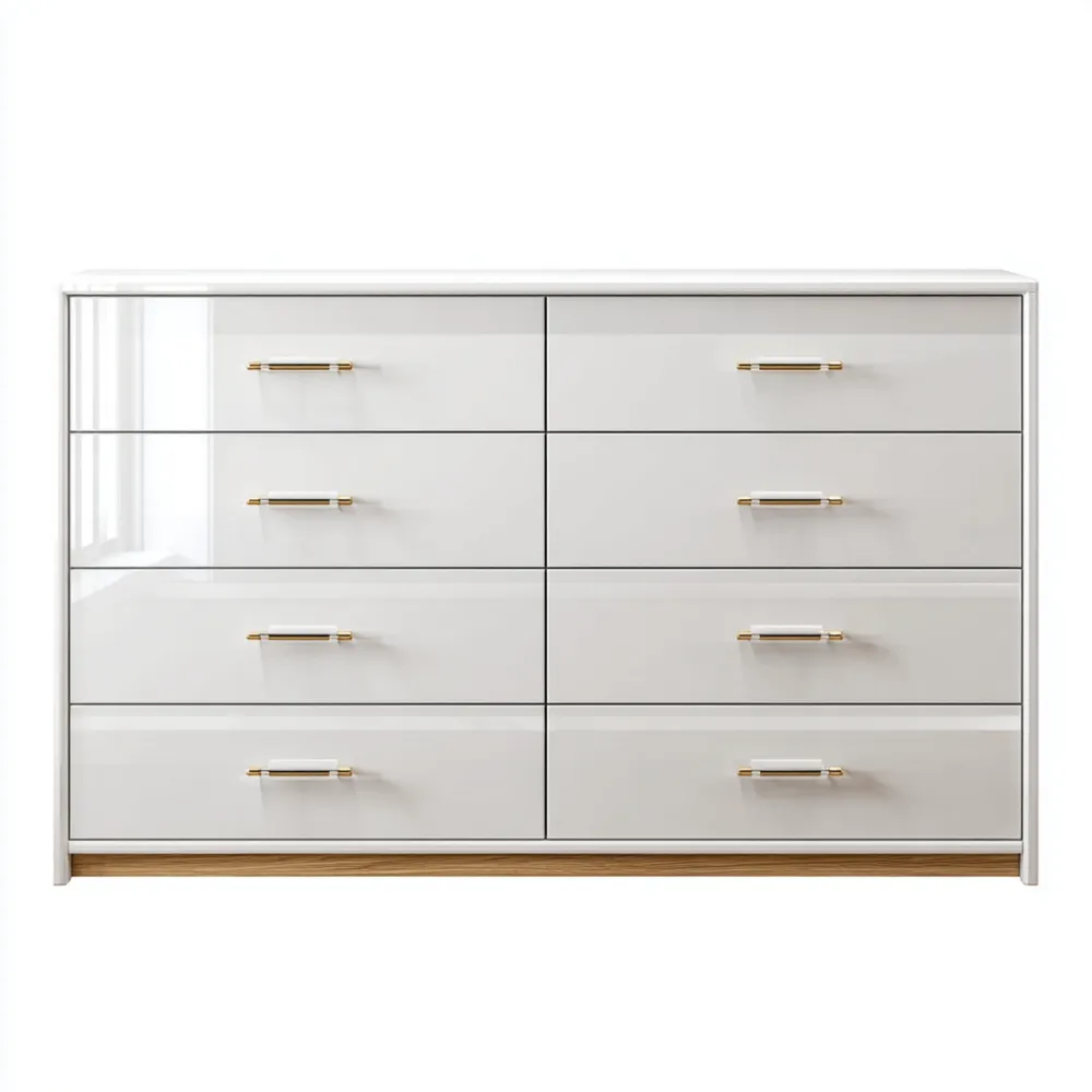 Cómoda de Madera 8 Cajones 130x80x40 cm – Blanco – Diseño Contemporáneo-Finehomly