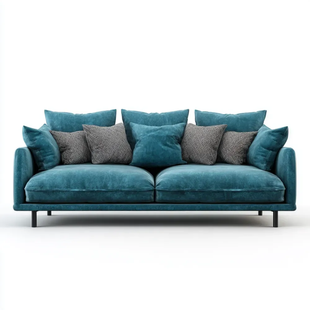 Sofá de Tela Acolchada 200x90x85 cm - Azul Turquesa - Estilo Moderno-Finehomly