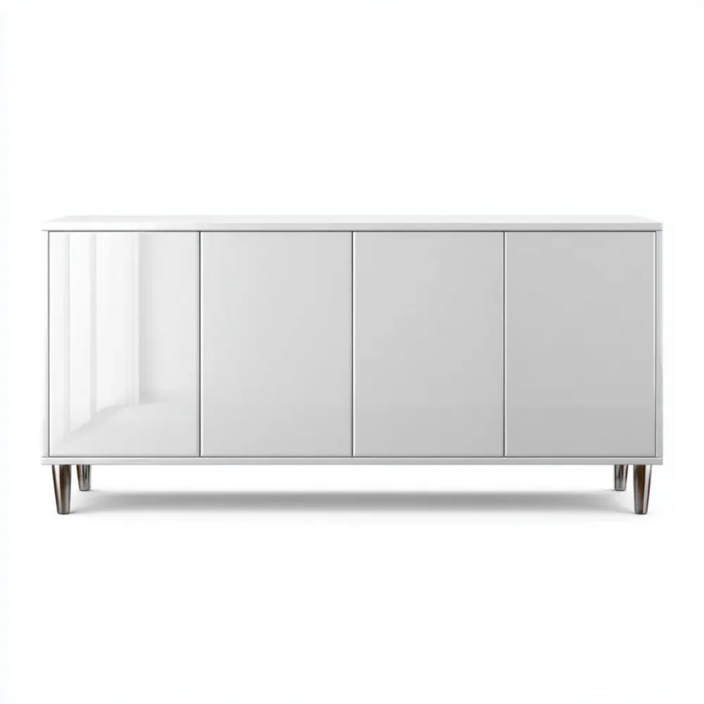 Aparador Moderno 160x45x80 cm Blanco Brillante – Diseño Contemporáneo-Finehomly