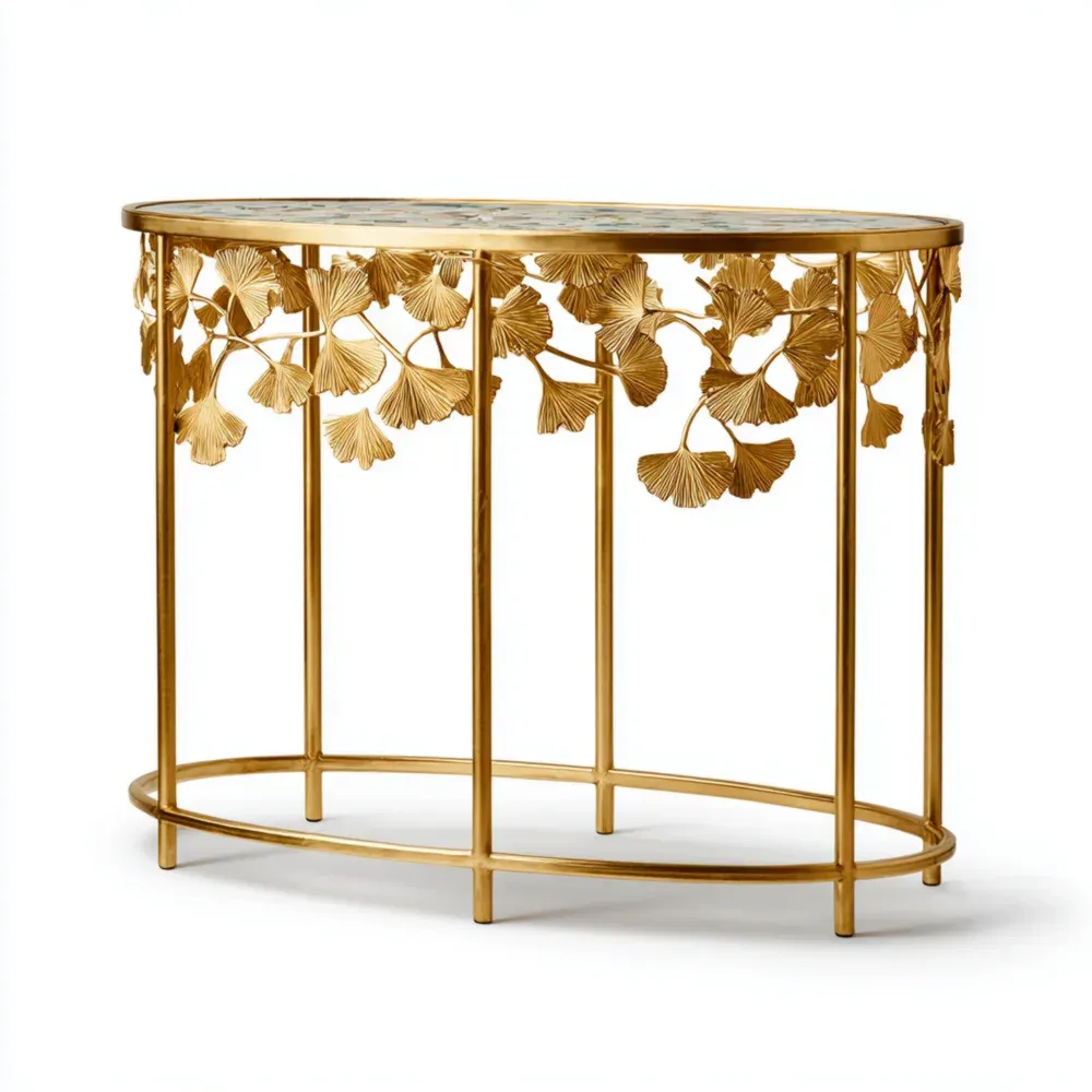 Mesa de Consola de Metal 100x30x80 cm - Dorado - Diseño Elegante-Finehomly