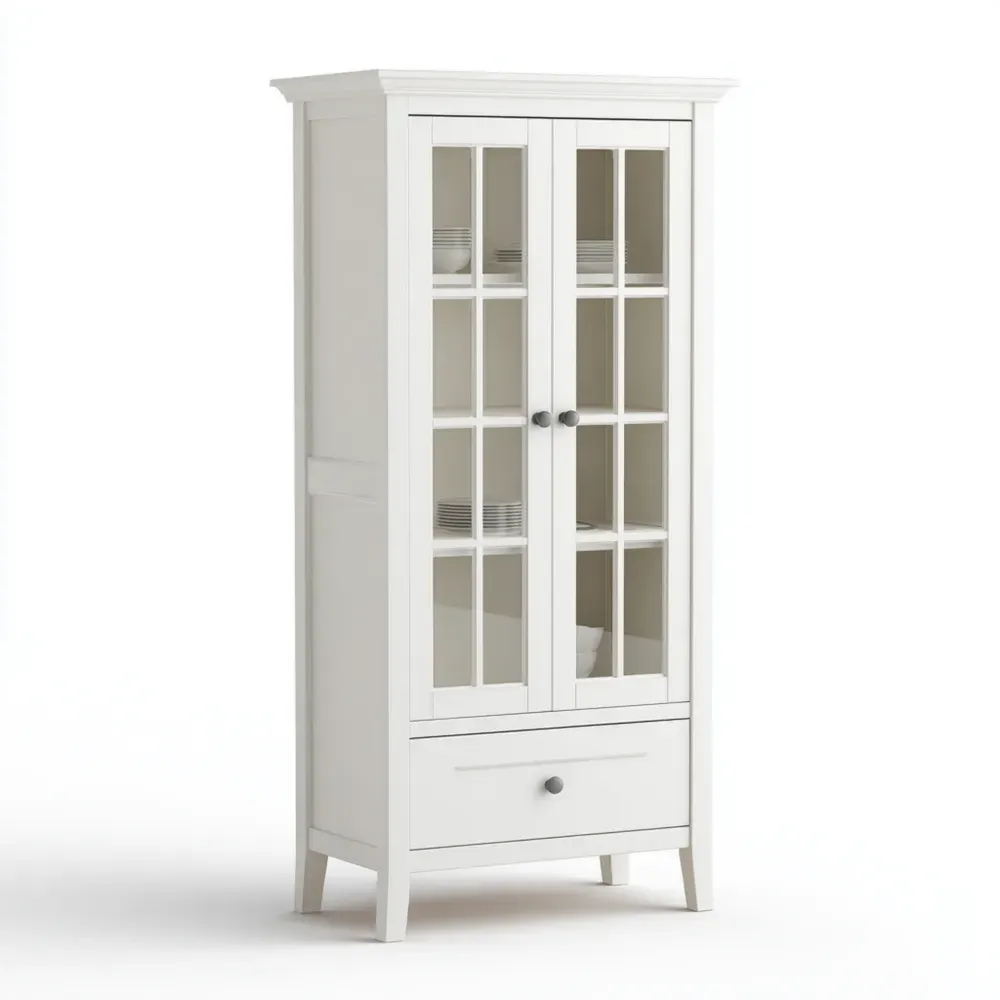 Gabinete de Exhibición de Madera 80x40x180 cm - Blanco-Finehomly