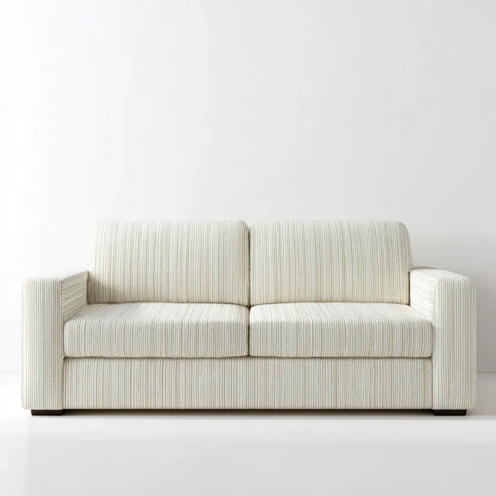 Sofá de dos plazas Tapizado en tela a rayas 200x85x90 cm – Beige – Diseño moderno-Finehomly