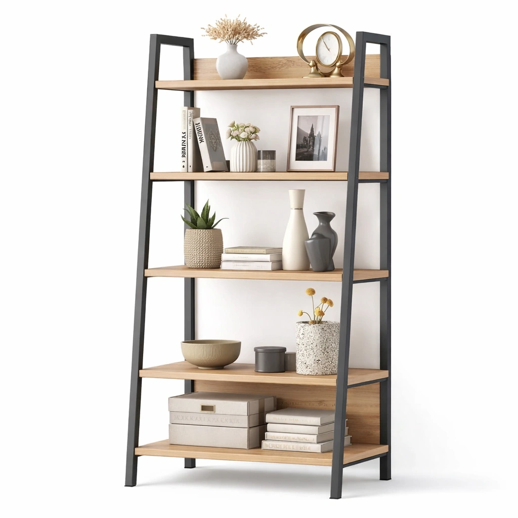 Bibliothque chelle bois et mtal style minimaliste 4 niveaux-drovaryn