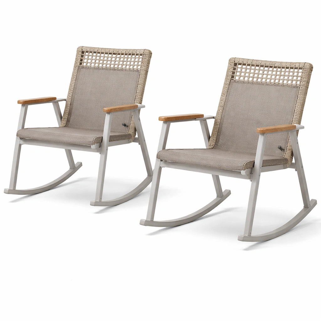 Chaise  bascule extrieure rotin et mtal lot de 2-drovaryn