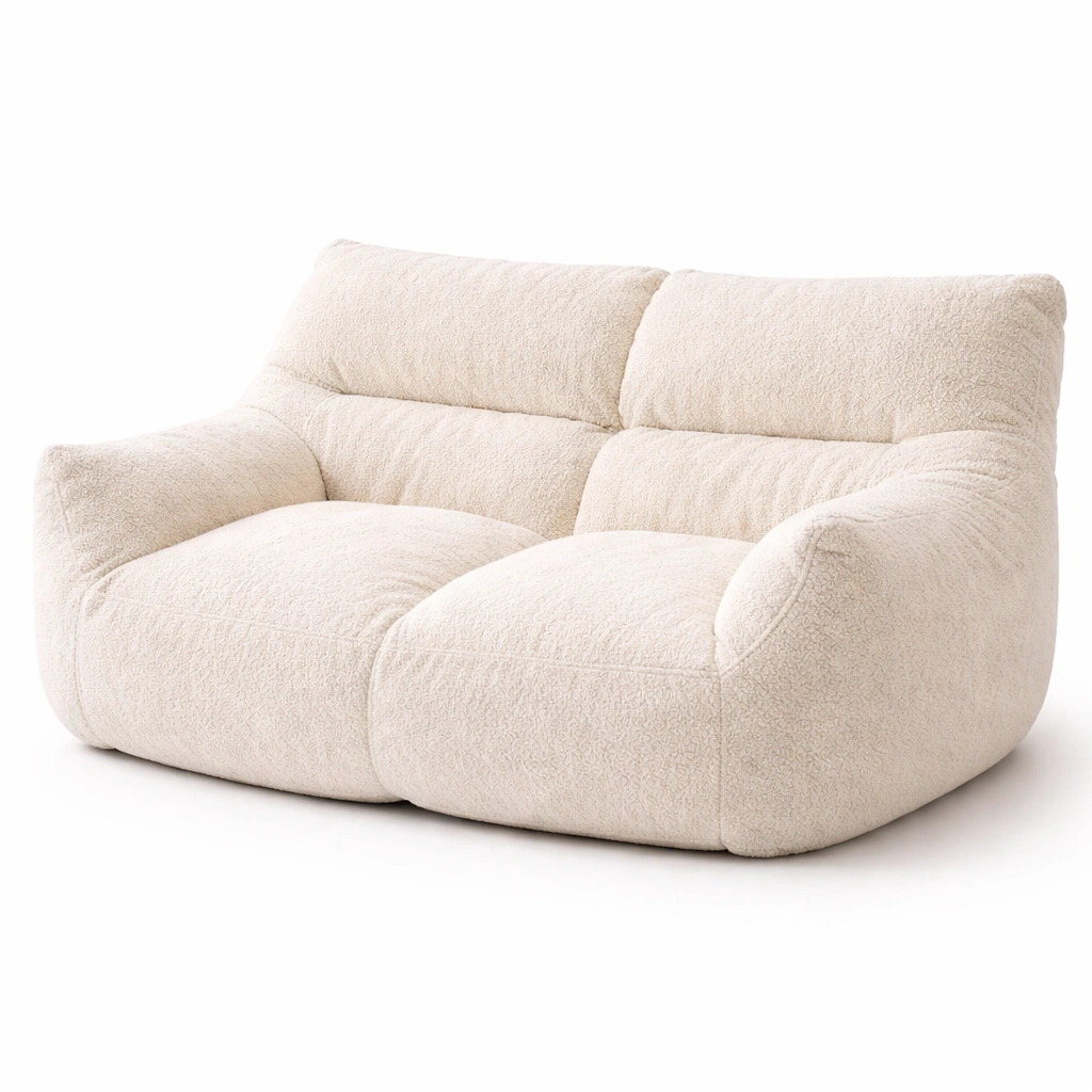 Canap deux places tissu boucl design arrondi moderne-drovaryn