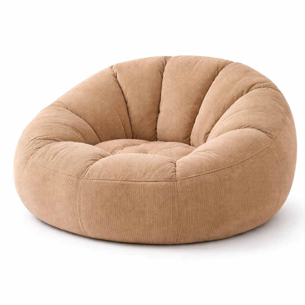 Fauteuil rond tissu rembourr style lounge confortable-drovaryn