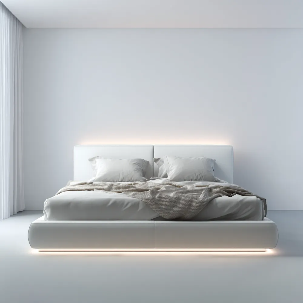 Cama Doble de Cuero Sintético Blanco 180x200x100 cm – Diseño Moderno