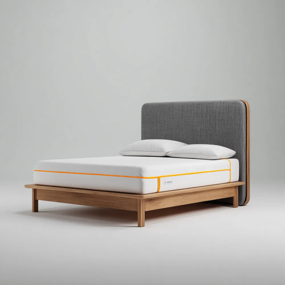 Cama Doble de Madera y Tela Gris 200x160x110 cm - Diseño Moderno