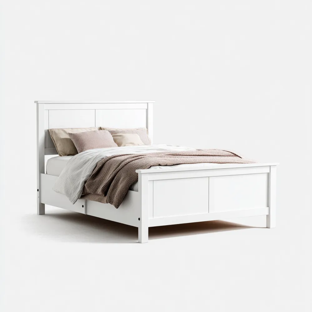 Cama Doble Madera 200x160x100 cm - Blanco - Diseño Clásico