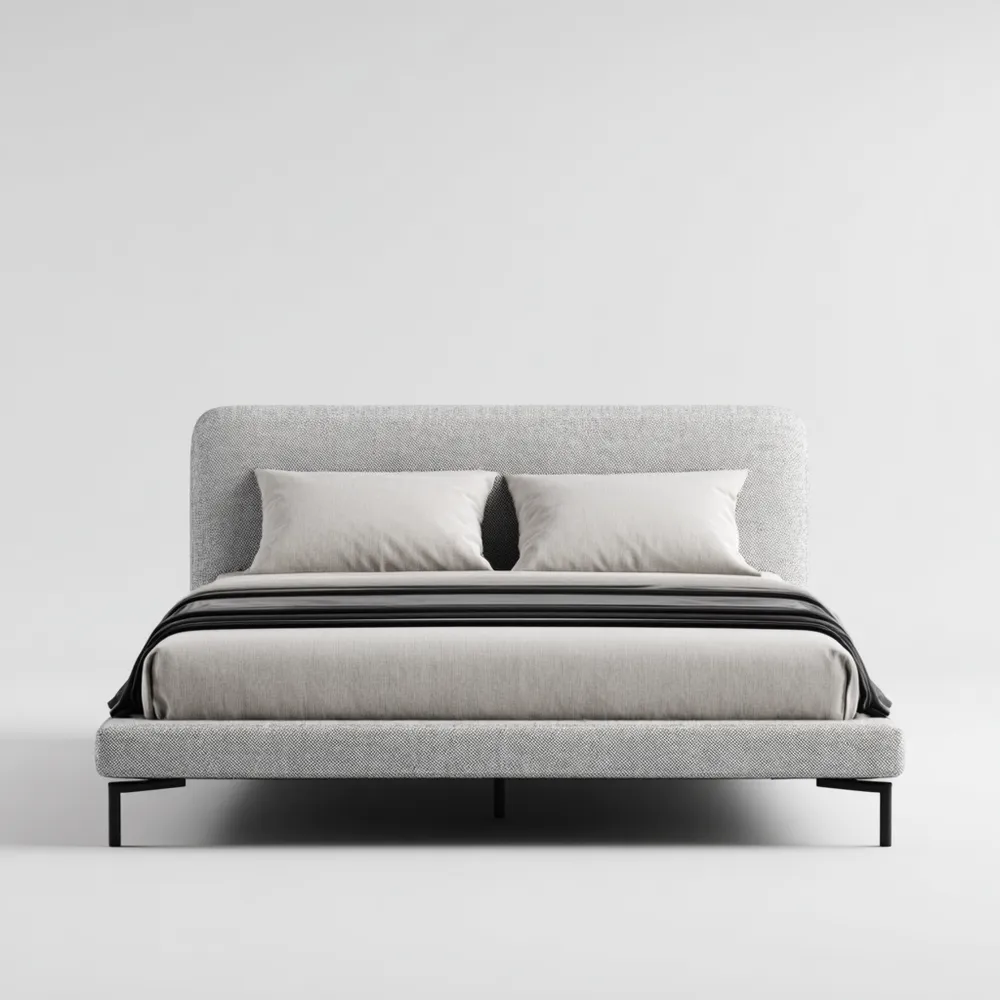 Cama Doble Tapizada 200x150x35 cm – Gris Claro – Diseño Moderno