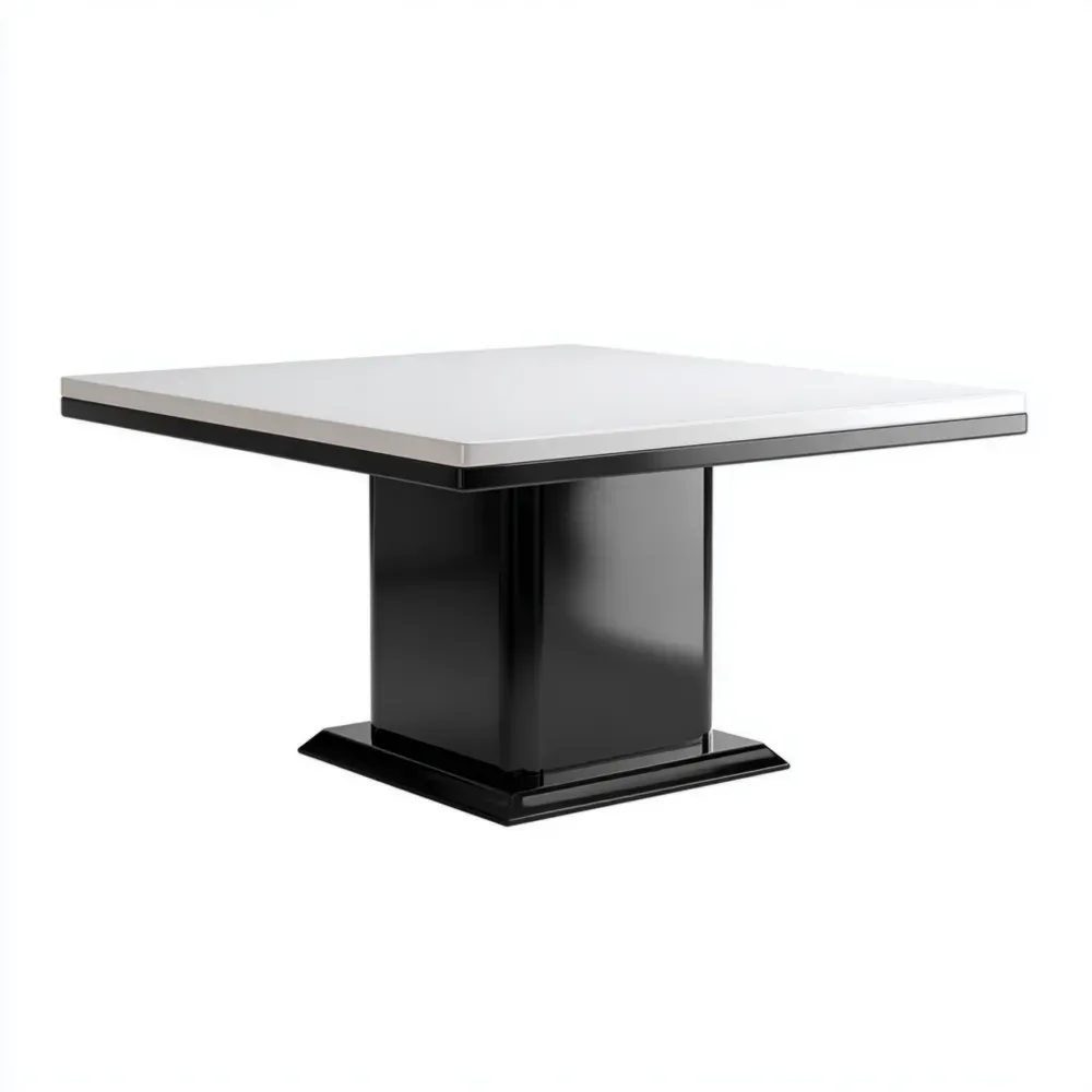 Mesa de comedor cuadrada 100x100x75 cm - Blanco/Negro - Diseño moderno