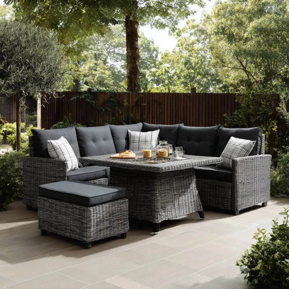 Conjunto de Sofá de Jardín Ratán 190x75x65 cm – Gris Oscuro
