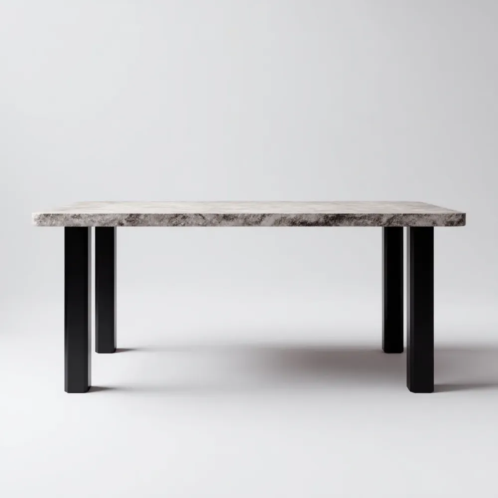 Mesa de comedor 180x90x75 cm Mármol - Blanco y Negro - Diseño Moderno