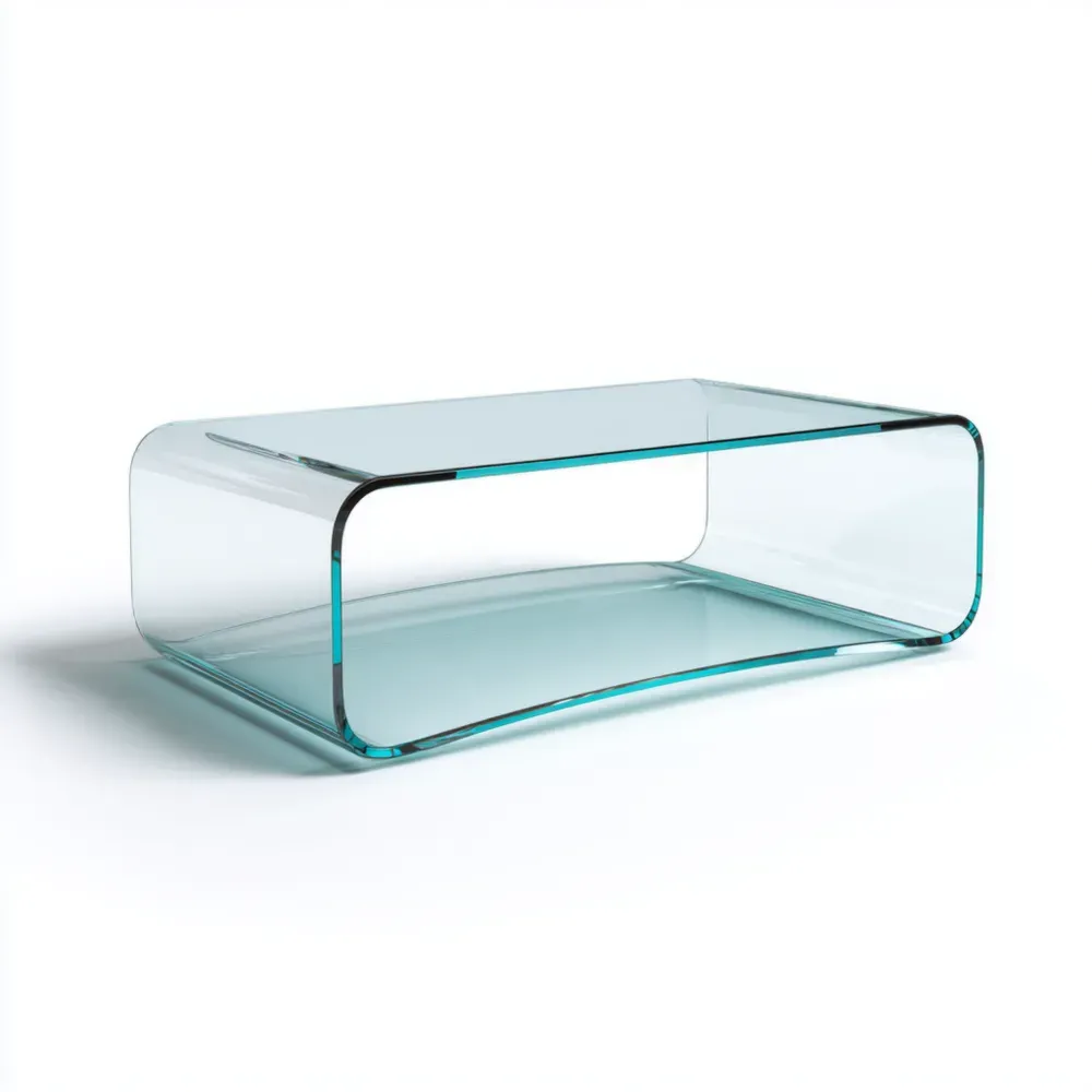 Mesa de centro de vidrio templado 120x60x40 cm - Transparente - Diseño moderno