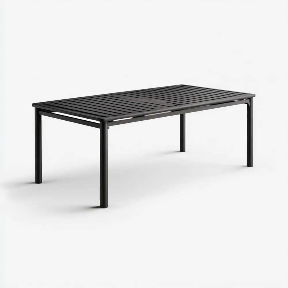 Mesa de jardín de aluminio 200x90x75 cm - Negro