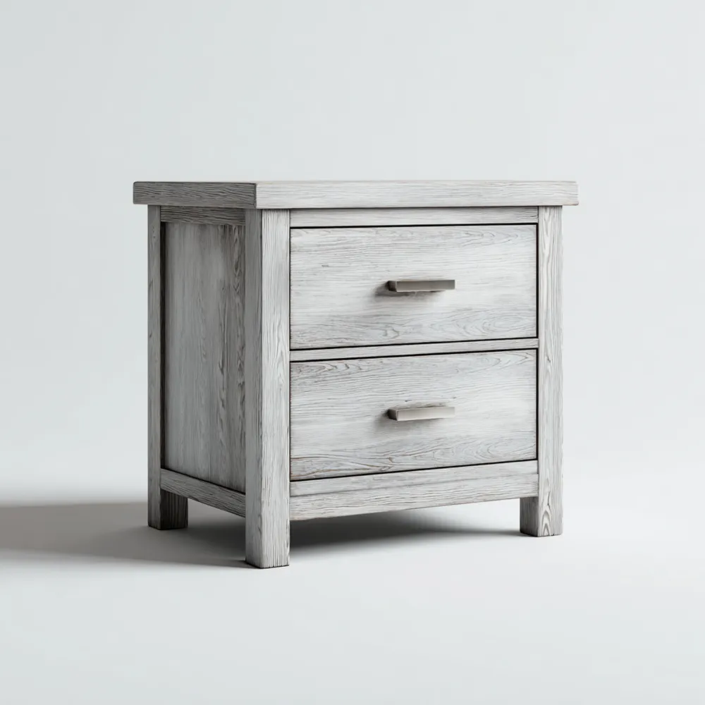 Mesita de noche de madera de pino 60x45x40 cm - Gris