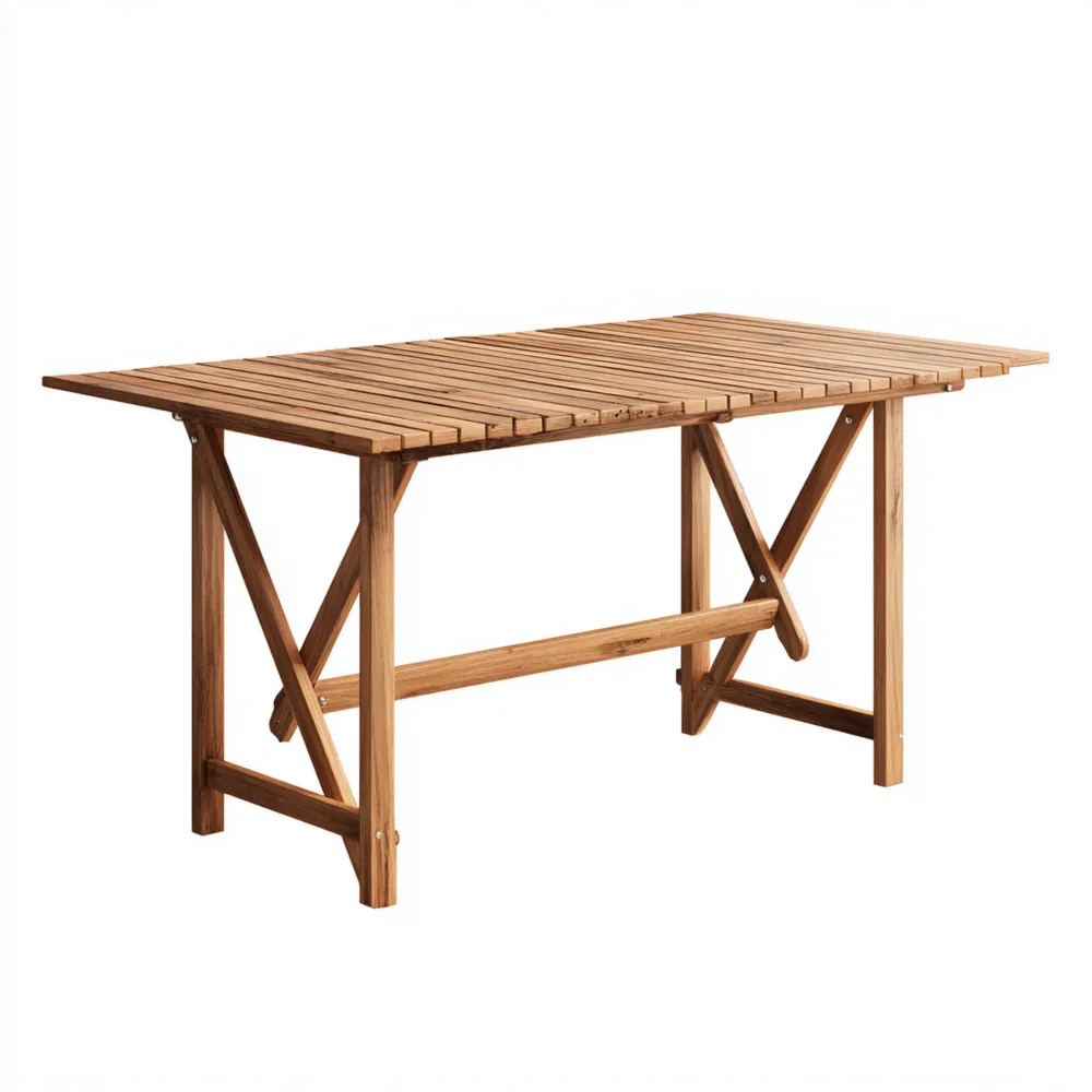 Mesa de Jardín Madera de Teca Plegable 120x70x75 cm - Natural - Diseño Clásico