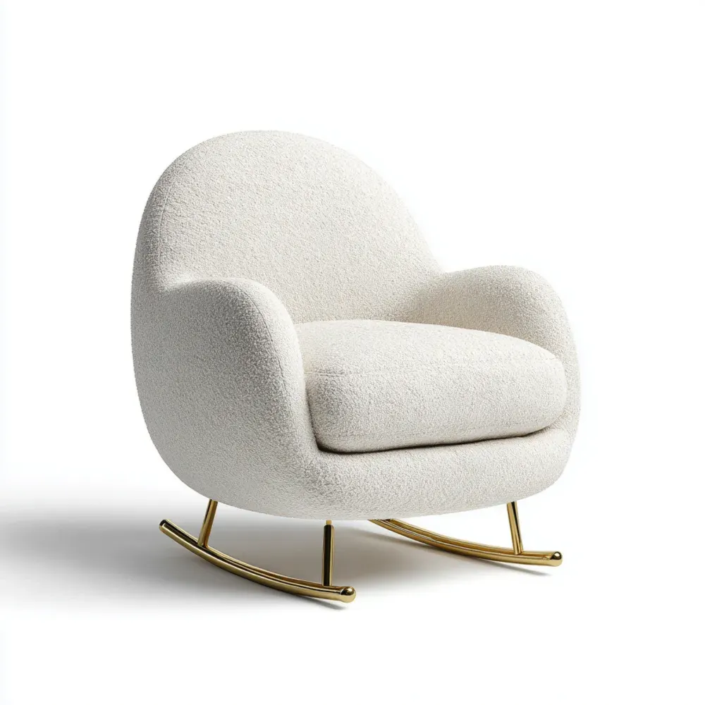 Mecedora Tapizada 80x85x90 cm - Blanco Crema - Diseño Contemporáneo