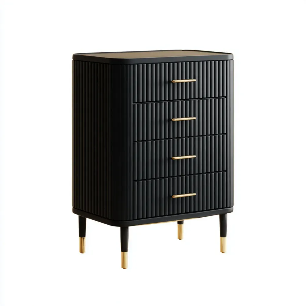 Cajonera de madera lacada 60x40x100 cm - Negro - Diseño moderno