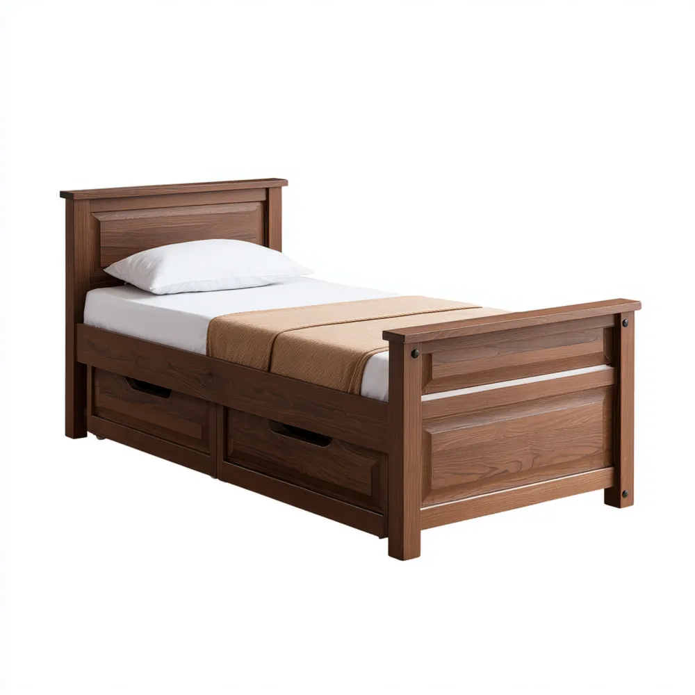 Cama Individual de Madera con Cajones 190x90x85 cm – Marrón – Diseño Clásico
