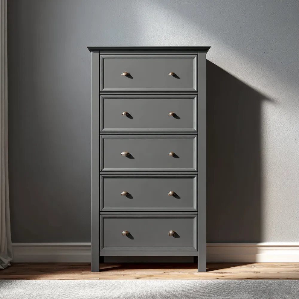 Cajonera de madera 110x45x40 cm de 5 cajones - Gris - Estilo clásico