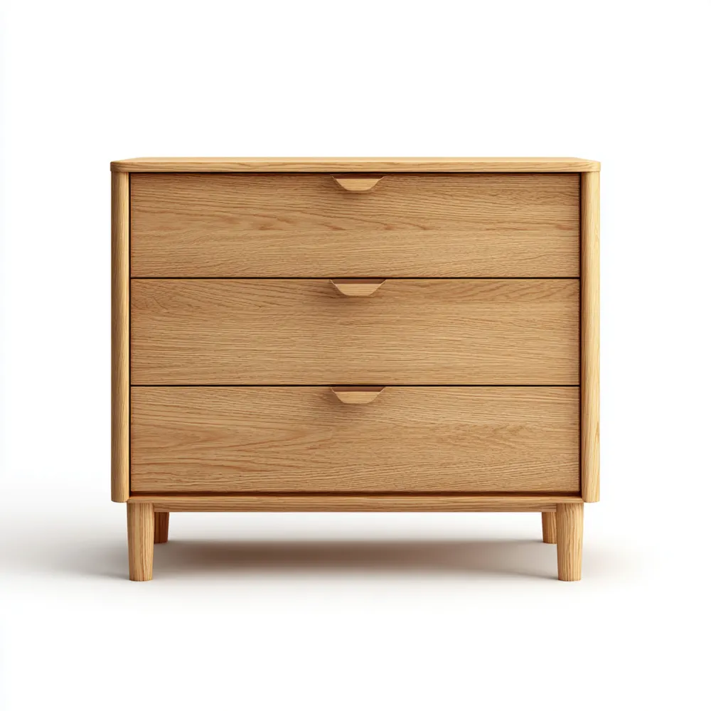 Cómoda de Madera 80x40x75 cm 3 Cajones - Color Roble - Diseño Minimalista