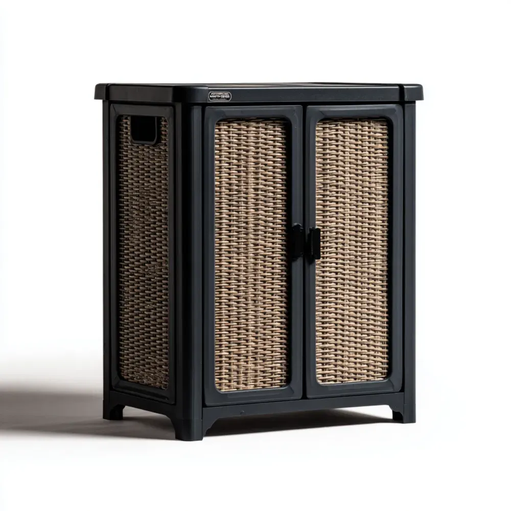 Armario de Almacenamiento 65x45x90 cm de Ratán Sintético - Negro/Natural