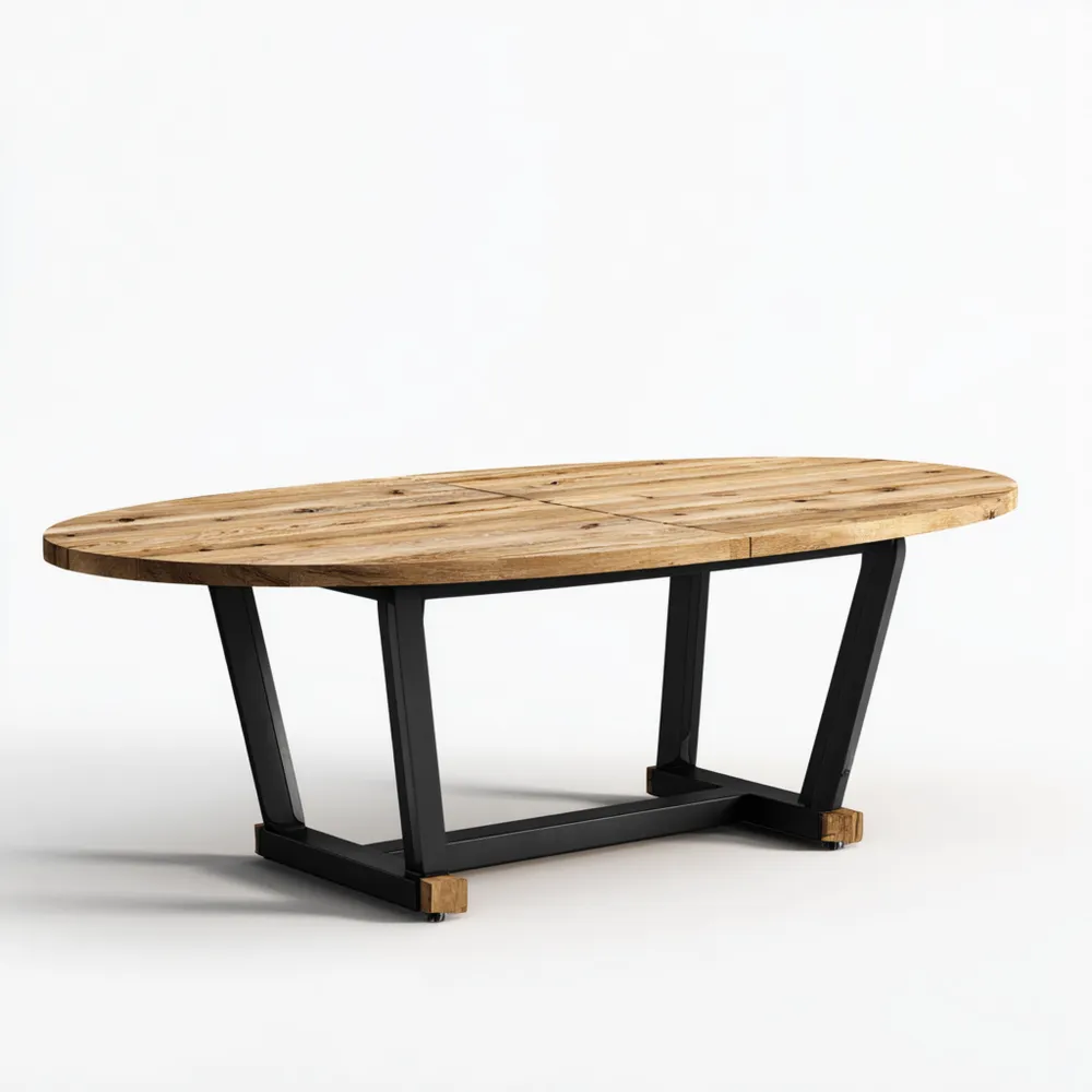 Mesa de jardín de madera y metal - 200x100x75 cm - Diseño contemporáneo