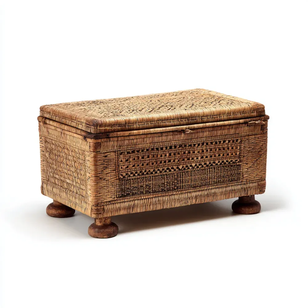 Caja de Almacenamiento de Mimbre 80x45x40 cm – Natural – Diseño Artesanal
