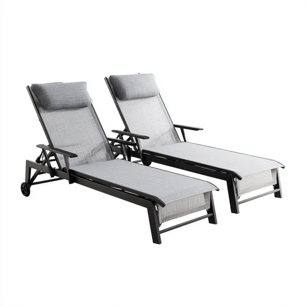 Tumbonas de jardín Aluminio Ajustable 200x70x35 cm – Gris – Diseño Moderno