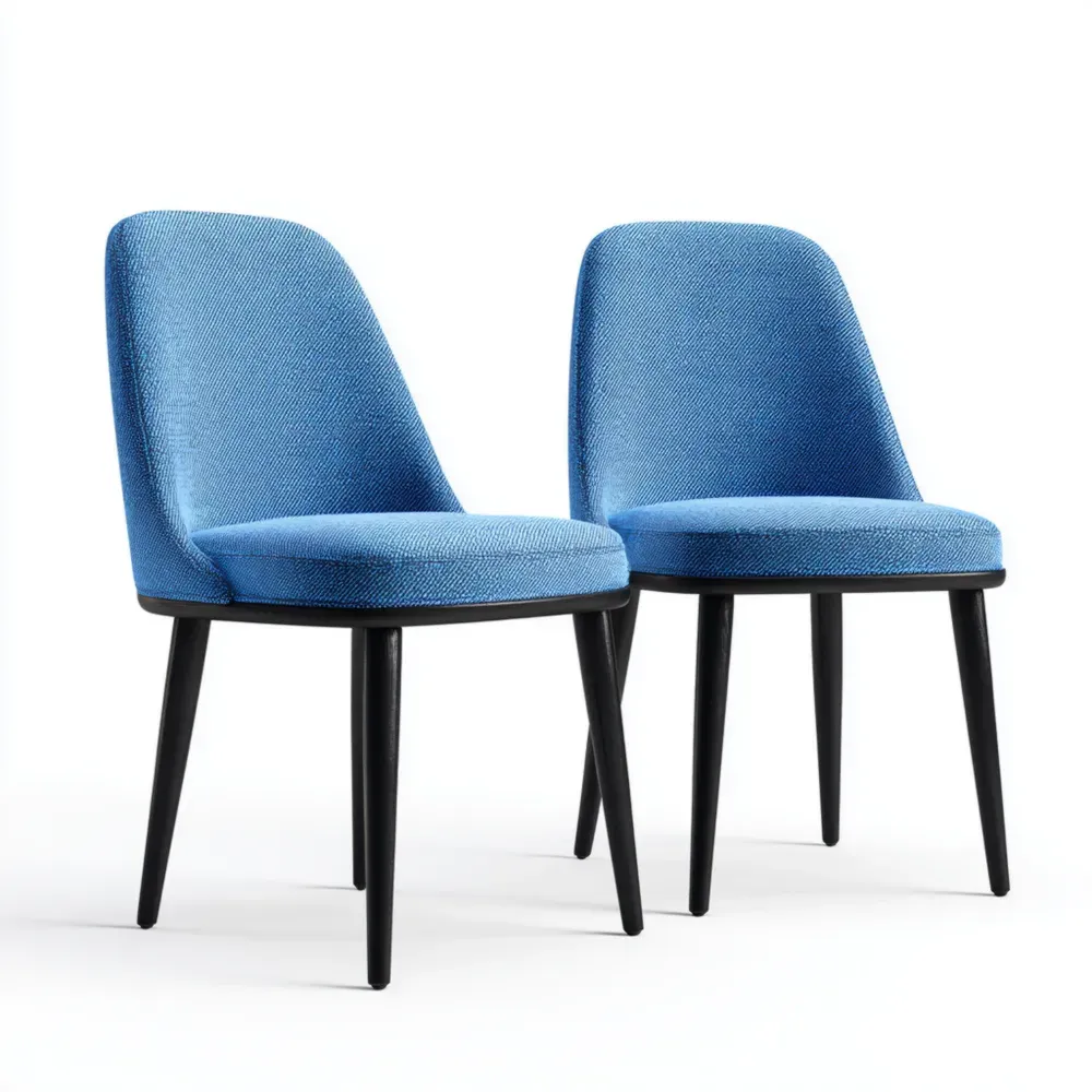 Conjunto de 2 Sillas de Comedor Tapizadas 47x58x85 cm - Azul - Estilo Moderno