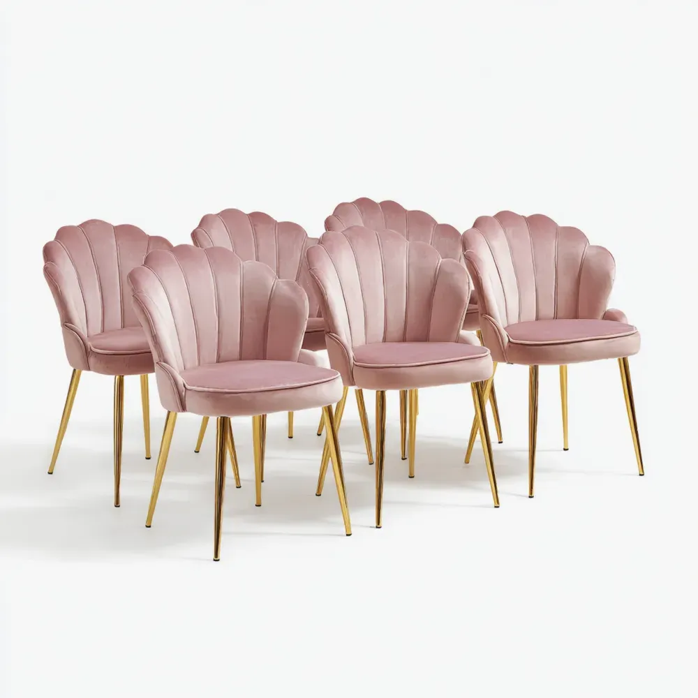 Juego de sillas de comedor 55x50x85 cm - Terciopelo Rosado - Diseño Moderno Elegante