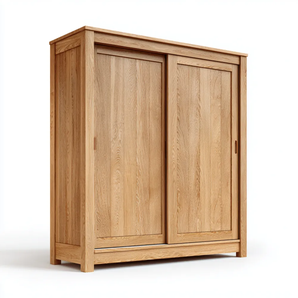 Armario de Madera Maciza con Puertas Correderas 150x60x200 cm - Roble - Diseño Clásico