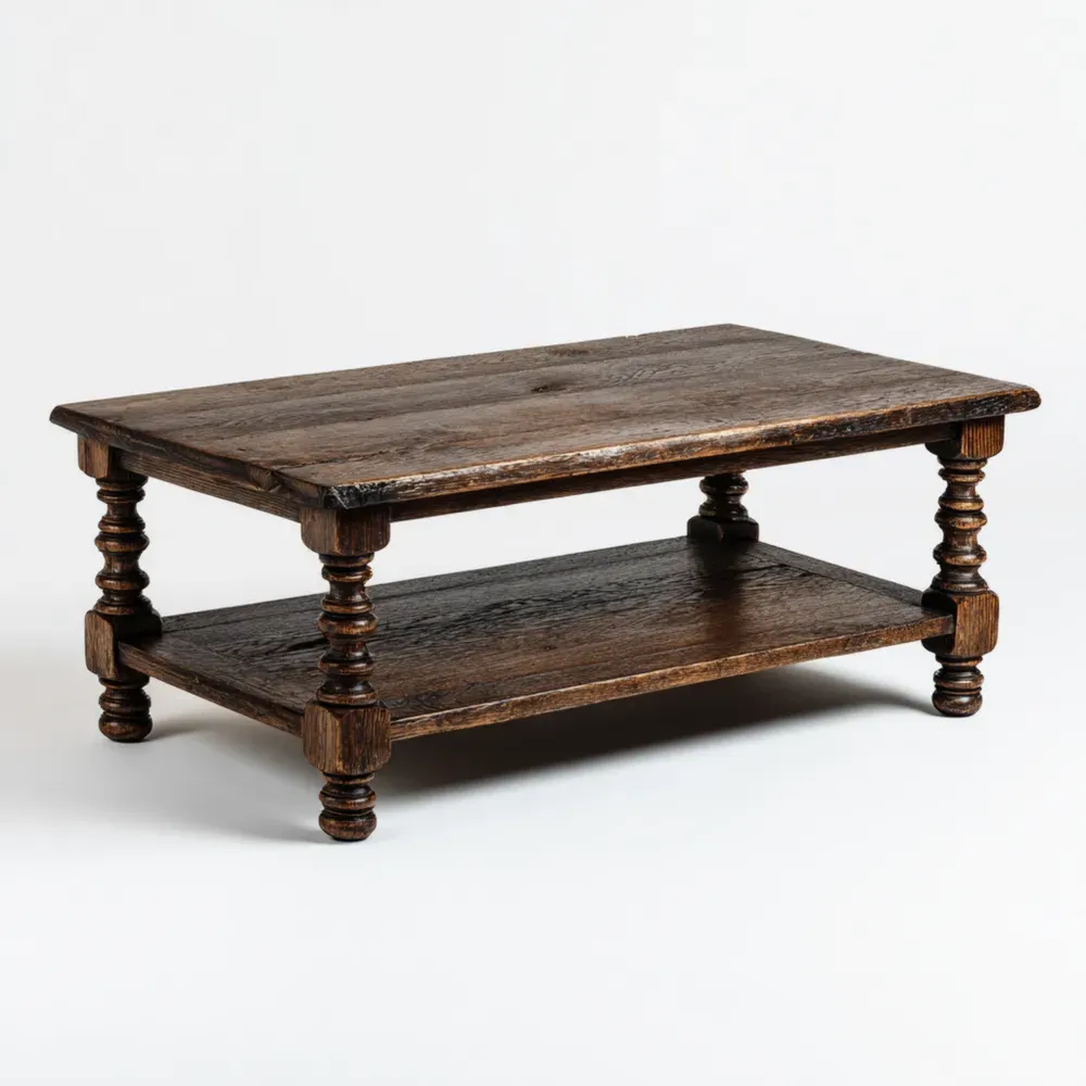 Mesa de Centro de Madera Maciza 120x60x45 cm - Marrón - Estilo Rústico