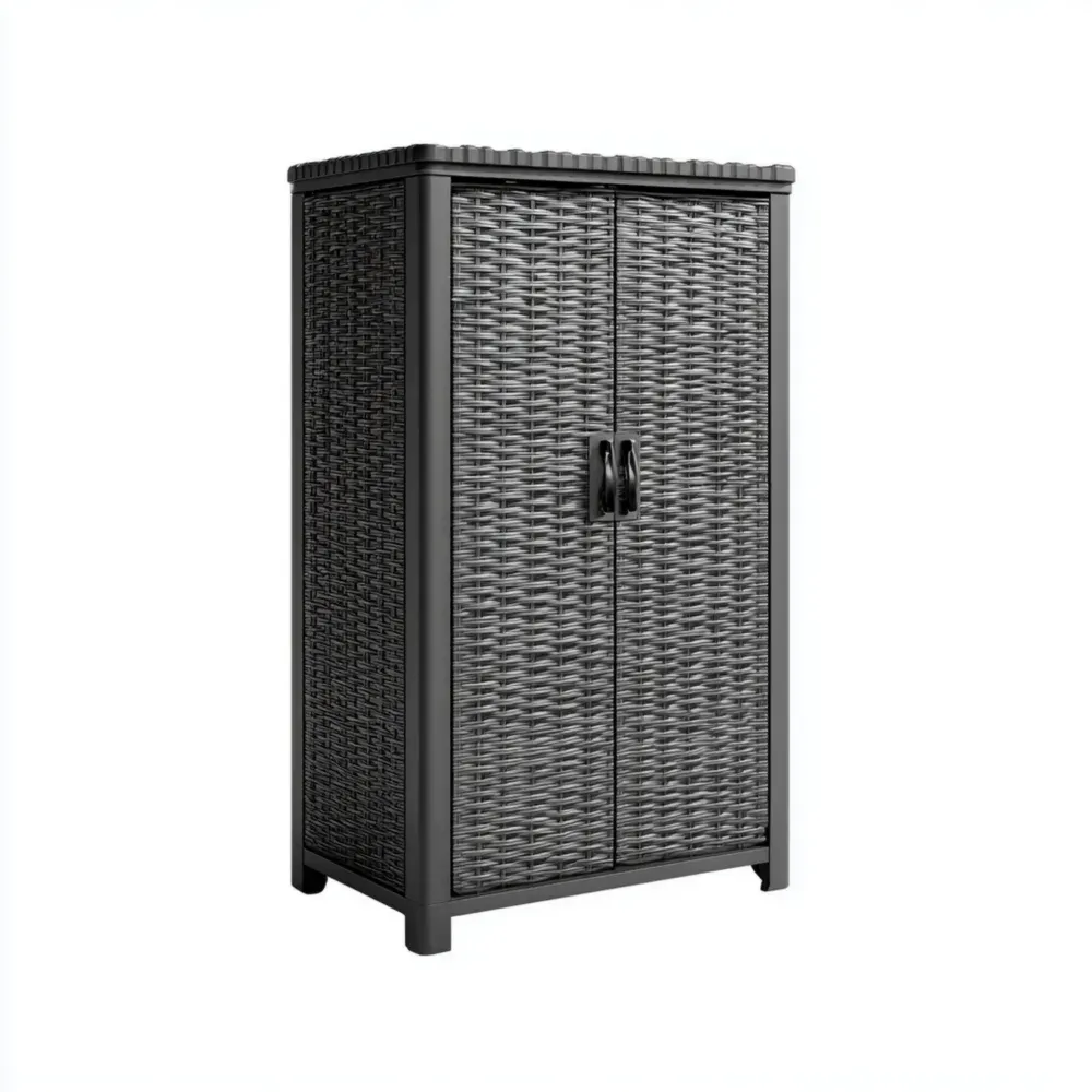 Armario de Almacenamiento Exterior de Resina Ratán 85x45x130 cm - Gris