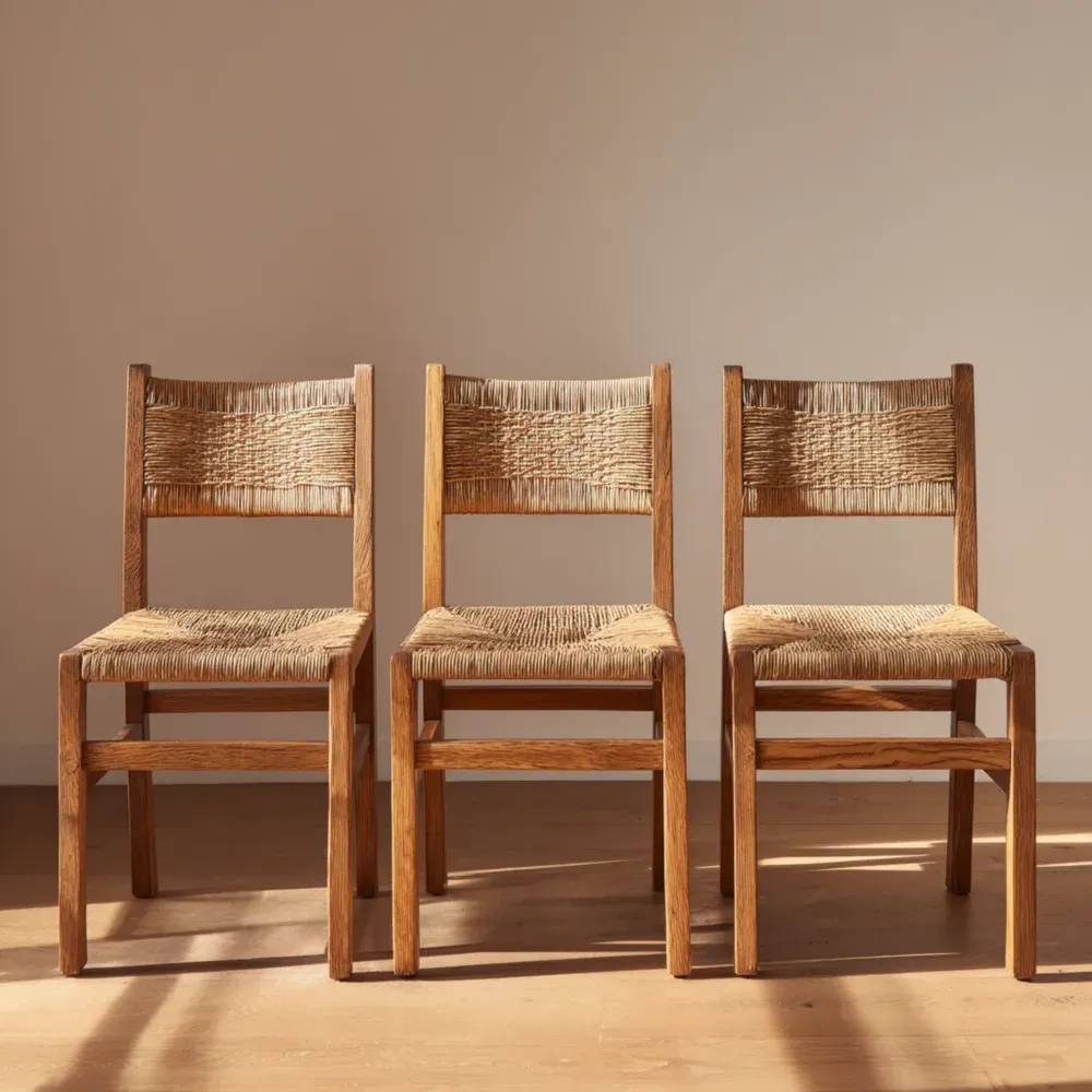 Conjunto de sillas de comedor de Madera Natural 45x50x85 cm - Diseño rústico