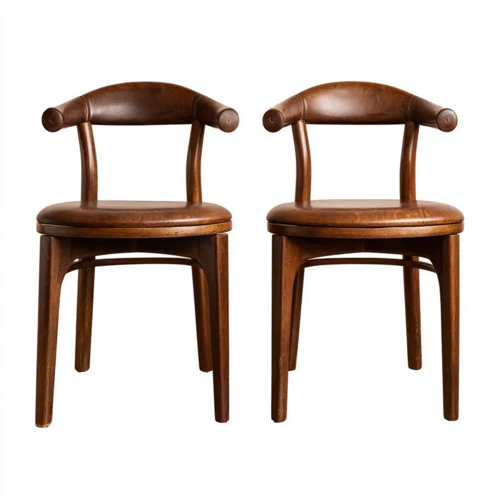 Juego de 2 sillas de comedor de madera maciza 45x50x80 cm - Marrón - Estilo clásico