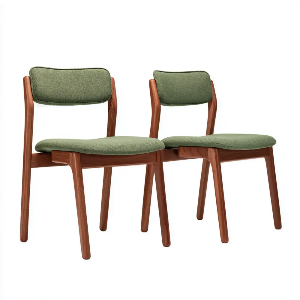 Juego de sillas de comedor 45x52x78 cm Tapizado tejido – Verde Oliva – Diseño escandinavo