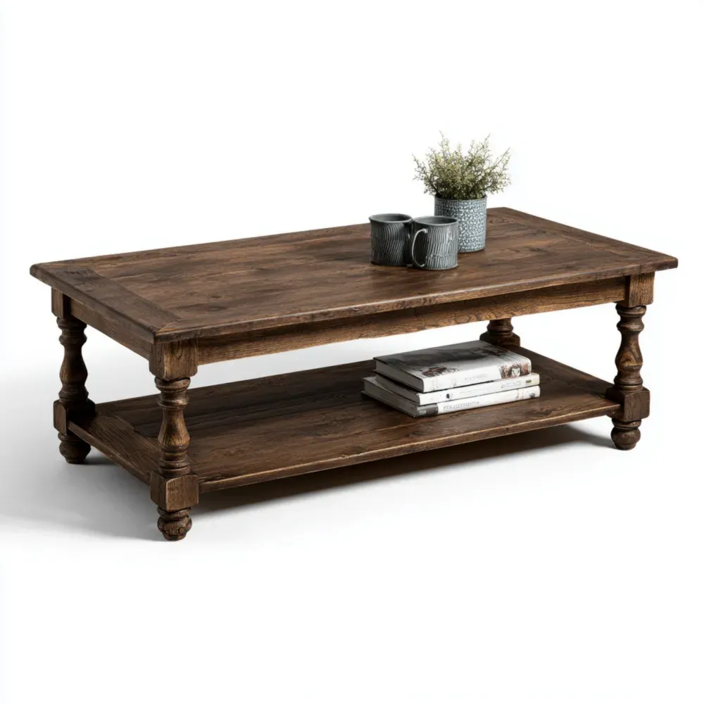 Mesa de centro de madera 120x60x40 cm – Marrón – Estilo clásico