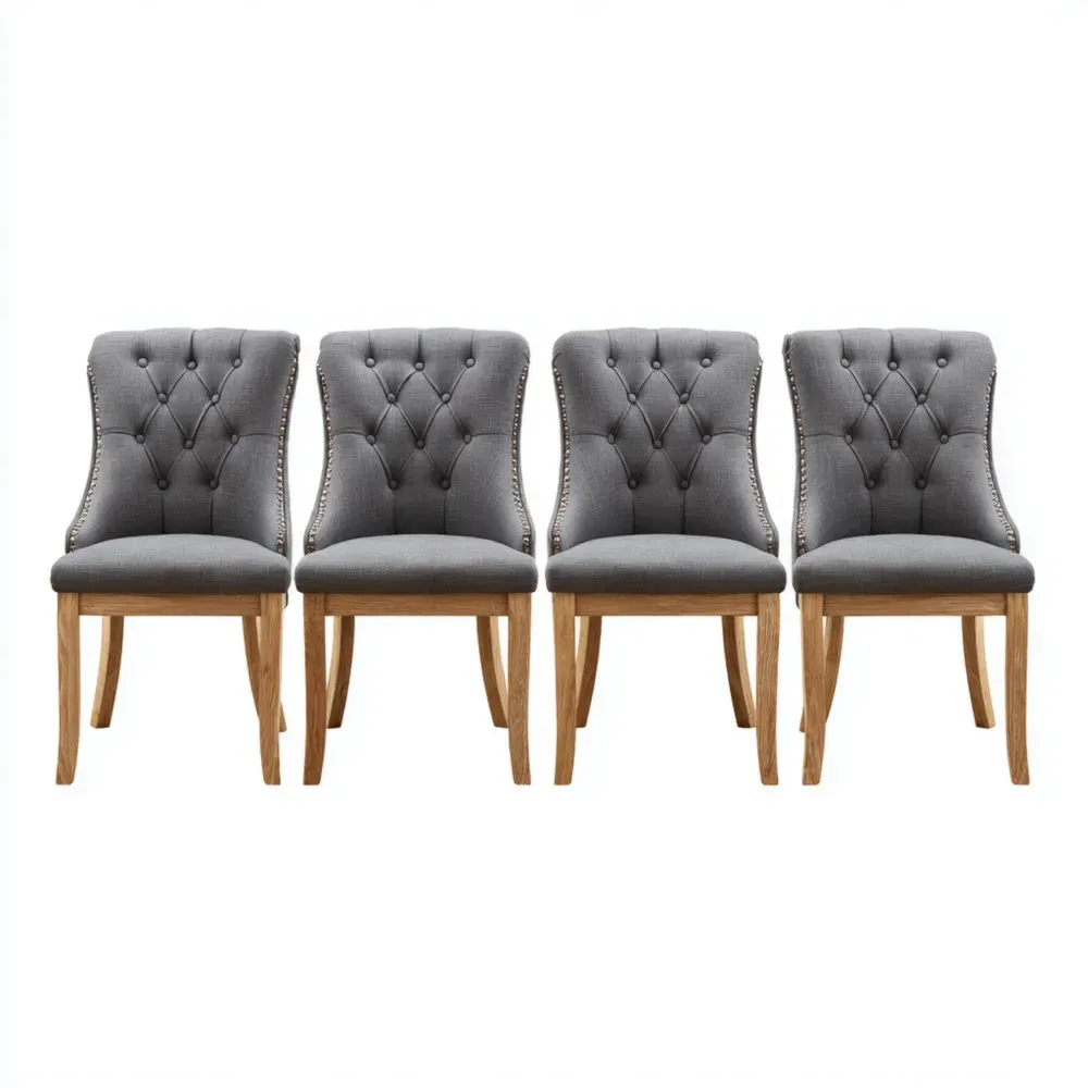 Juego de sillas de comedor tapizadas 45x55x96 cm - Gris - Diseño clásico