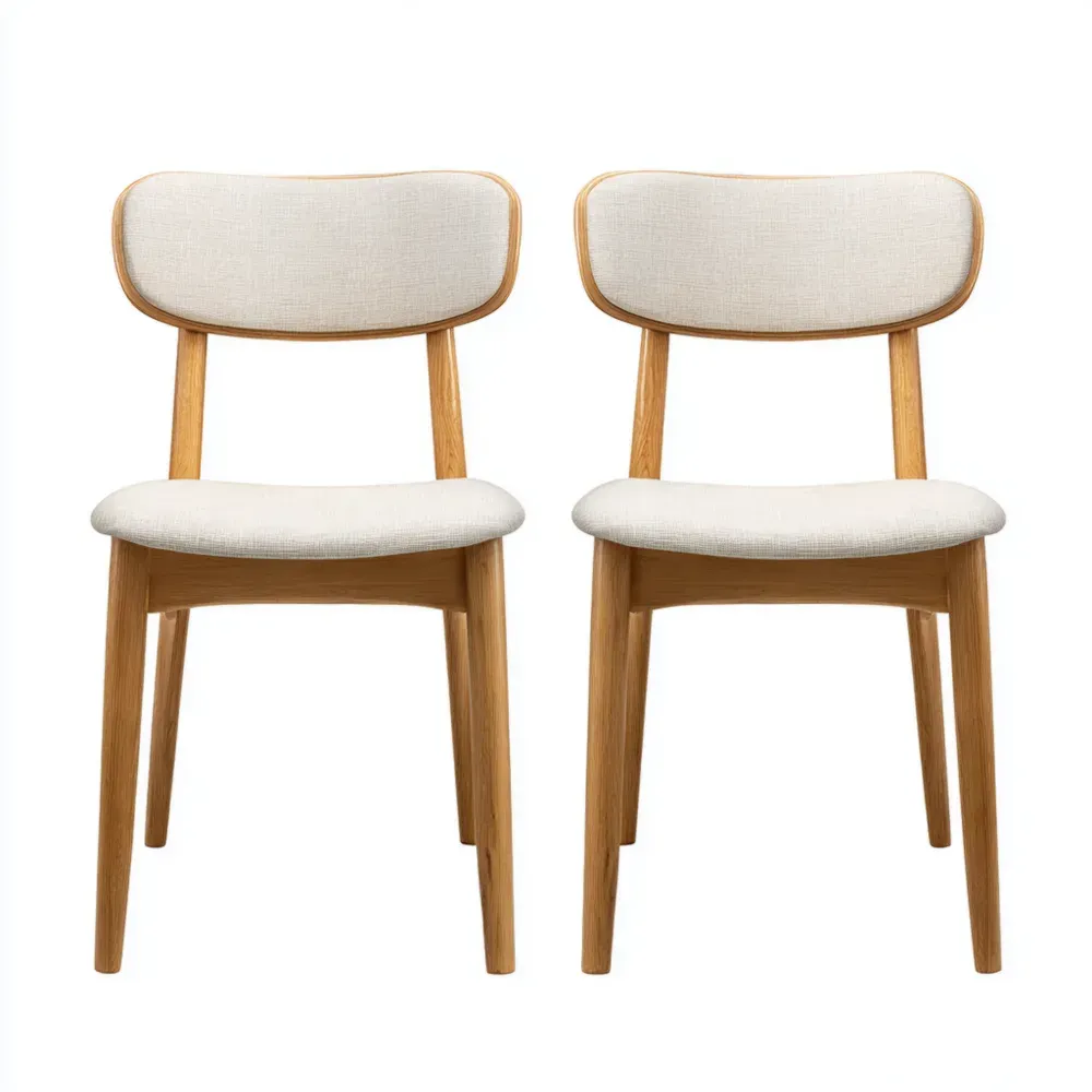 Sillas de comedor - Madera y tela 45x50x85 cm – Beige – Diseño escandinavo