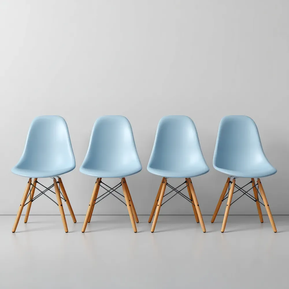 Conjunto de Sillas de Comedor Plástico y Madera 45x50x85 cm – Azul – Diseño Moderno