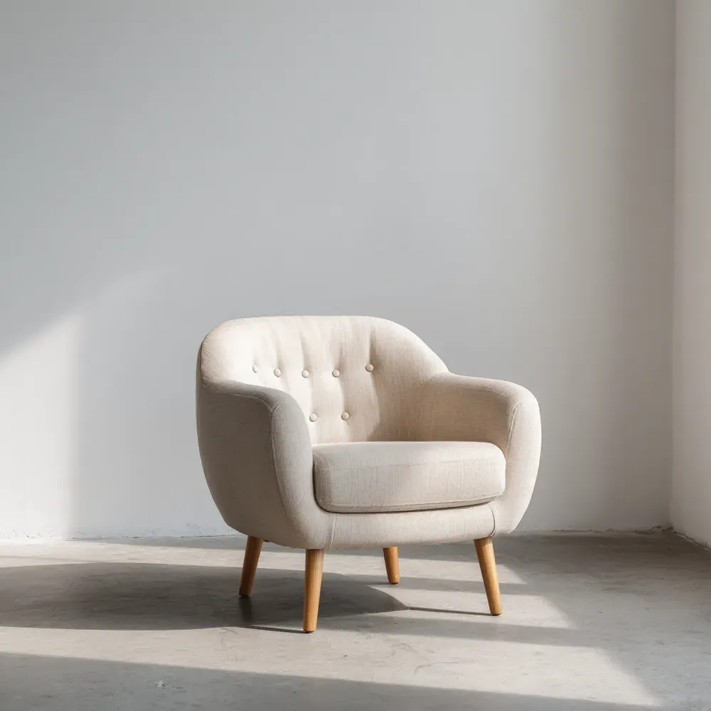 Sillón tapizado en tela 85x75x70 cm – Beige – Diseño moderno-Cournhaus