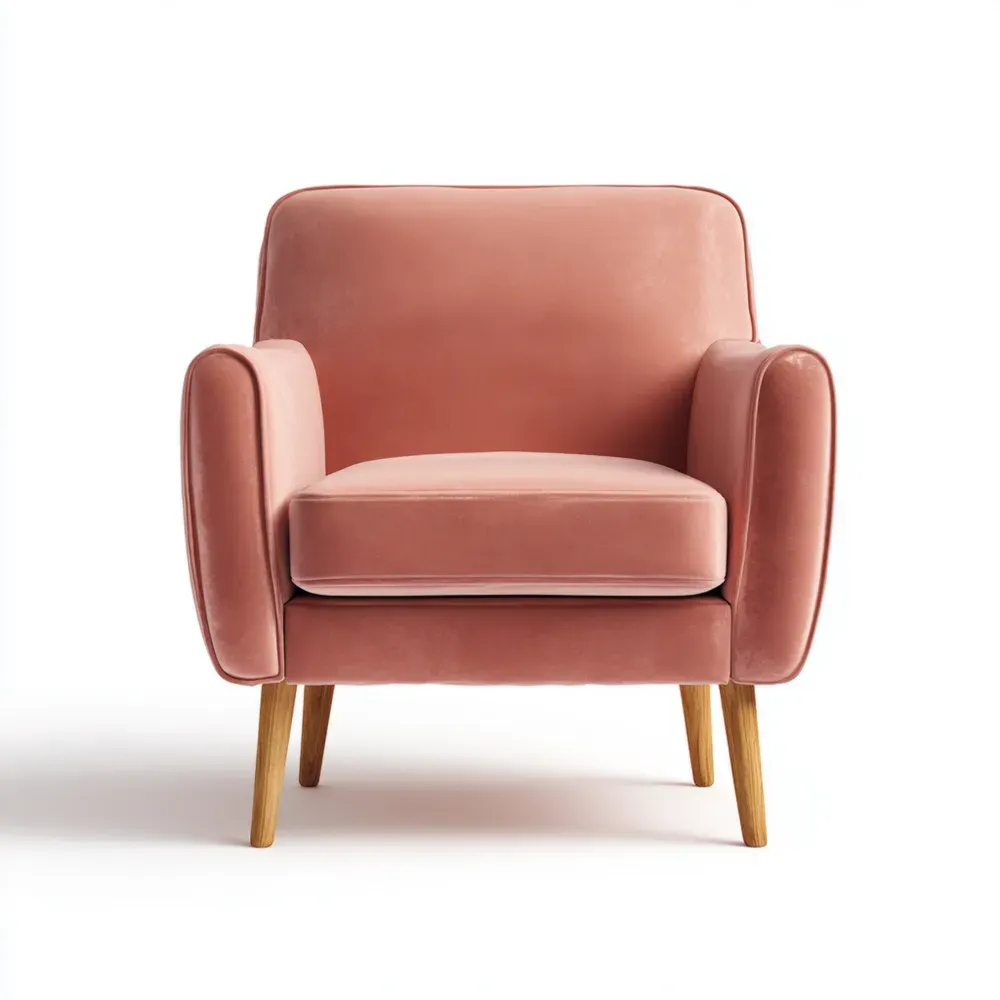 Sillón Tapizado en Terciopelo Rosa 78x80x85 cm – Diseño Moderno-Cournhaus