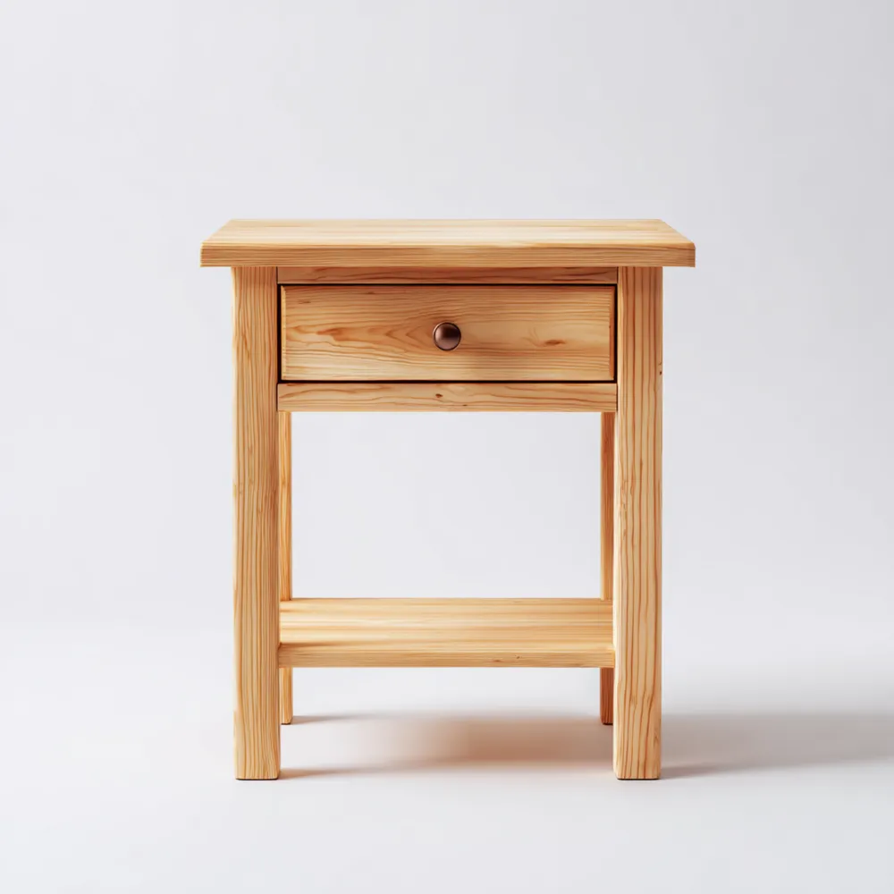 Mesita de Noche Madera de Pino 45x35x50 cm - Natural - Estilo Clásico-Cournhaus