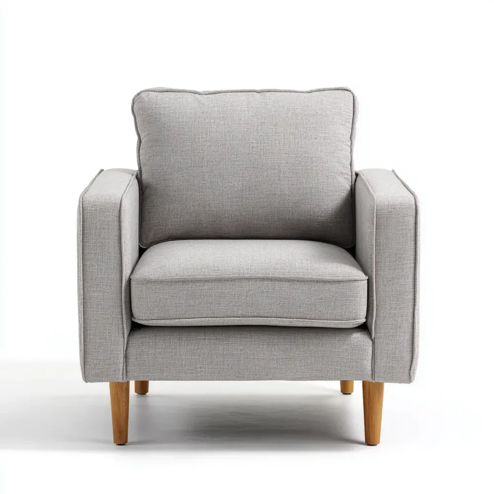 Sillón Tapizado Tela 75x85x80 cm - Gris Claro - Diseño Moderno-Cournhaus