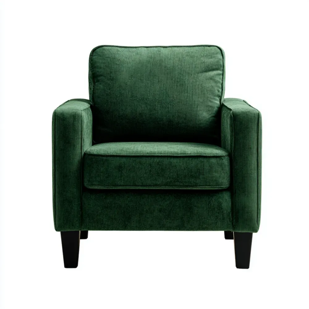 Sillón tapizado en tela 90x85x75 cm - Verde oscuro - Estilo contemporáneo-Cournhaus
